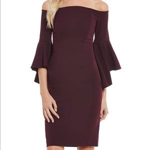 Calvin Klein Off-Shoulder Bell Sleeve Sheath Dress
